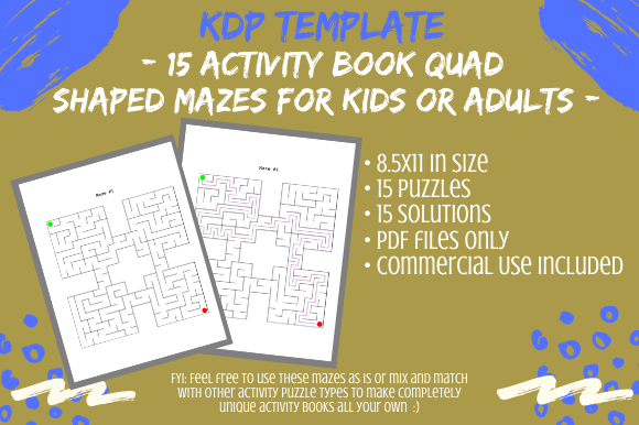 15 Quad Shaped Mazes for Activity Books: A Practical Resource for KDP Publishers
