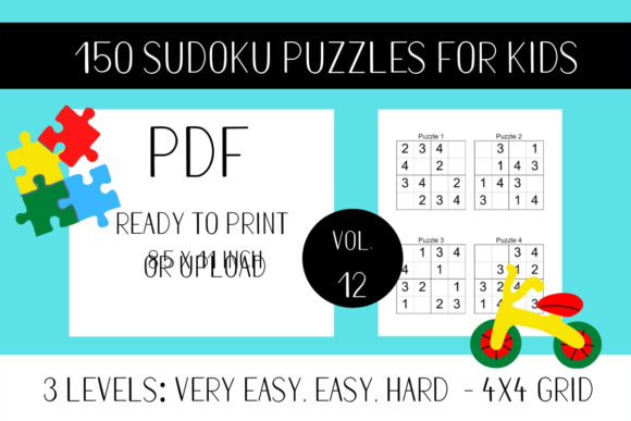150 Sudoku Puzzles for Kids Vol.12: Ready-to-Print PDF