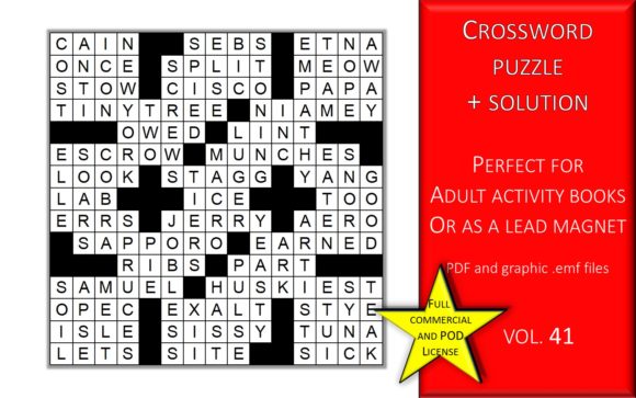 Crossword Puzzle Page with Solutions V41 for Creators