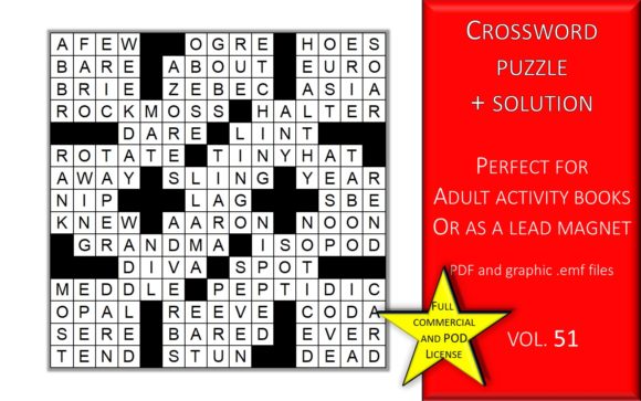 Crossword Puzzle Page with Solutions V51 for Creators