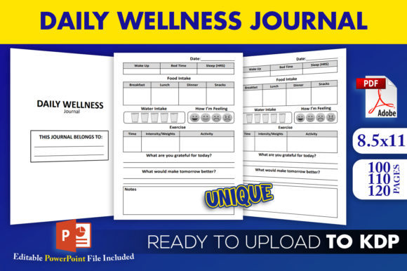 Daily Wellness Journal KDP Interior: Editable PPTX Bundle