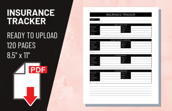 KDP Interior Insurance Tracker: 8.5x11 PDF Template