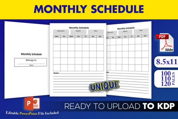 Monthly Schedule KDP Interior Editable Guide